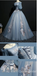 Grey Blue Off Shoulder Flower Embroidery A-line Ball Gown Lace up Back Evening Gown Maxi Long Evening Party Prom Dresses ,WGP1187