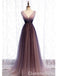 Stylish Purple and Pink V Neck A-line Party Dress Long Prom Dresses to Impress ,WGP1597