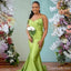 Sexy Unique Green Spaghetti Straps Mermaid Long Bridesmaid Dresses , BDS0164