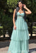 Strapless Green Sweetheart Tiered A-line Prom Dresses to Impress ,WGP1310