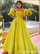 Green Off-the-shoulder A-line Bubble Sleeves Evening Gown Long Evening Party Prom Dresses,WGP1231