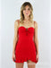 Elegant Red Satin Sheath Ruffle Cheap Simple Short Homecoming Dresses, QB0438