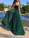 Green Spaghetti Straps Sweetheart Sparkle A-line Evening Gown Maxi Long Evening Party Prom Dresses ,WGP1021