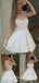 White Illusion Lace A-line Graduation Party Short Homecoming Dresses, QB0779