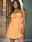 Cute Unique Orange Sweetheart A-line Short Homecoming Dresses with Pleats QB0551