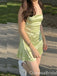 Simple Light Baby Green Spaghetti Straps A-line Graduation Party Homecoming Dresses ,QB0697