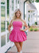 Elegant Pink Strapless Bubbles Simple Cheap Sheath Short Homecoming Dresses, QB0526