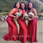 Elegant Red One Shoulder Mermaid Simple Cheap Bridesmaid Dresses ,BDS0179