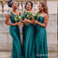 Sexy Green Sheath One Shoulder Side Slit Long Bridesmaid Dresses , BDS0172