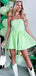 Elegant Green Strapless Satin A-Line Cheap Simple Short Homecoming Dresses,QB0418