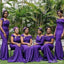 Purple Off Shoulder Mermaid Long Bridesmaid Dresses , BDS0187