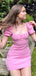 Elegant Pink Pleats Simple Cheap Short Sleeves Short Homecoming Dresses, QB0374