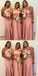 Blush One Shoulder 3D Flower A-line Long Bridesmaid Dresses ,BDS0214