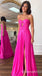 Strapless Sweetheart Hot Pink A-line Evening Gown Maxi Long Evening Party Prom Dresses ,WGP1192