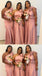 Blush One Shoulder 3D Flower A-line Long Bridesmaid Dresses ,BDS0214