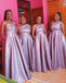 Light Pink Sequin A-Line  Long Cheap Elegant Bridesmaid Dresses, BDS0157