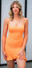 Elegant Orange Spaghetti Straps Sheath Strapless Satin A-Line Cheap Simple Short Homecoming Dresses,QB0416