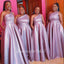 Light Pink Sequin A-Line  Long Cheap Elegant Bridesmaid Dresses, BDS0157