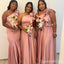 Blush One Shoulder 3D Flower A-line Long Bridesmaid Dresses ,BDS0214