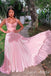 Light Pink A-line Evening Gown Maxi Long Evening Party Prom Dresses with Pleats ,WGP1123