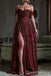 Sparkle Burgundy Off-the-shoulder A-line Evening Gown Long Evening Party Prom Dresses ,WGP1236