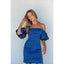 Elegant Royal Blue Off Shoulder Ruffle Pleats Mermaid Short Homecoming Dresses,QB0400