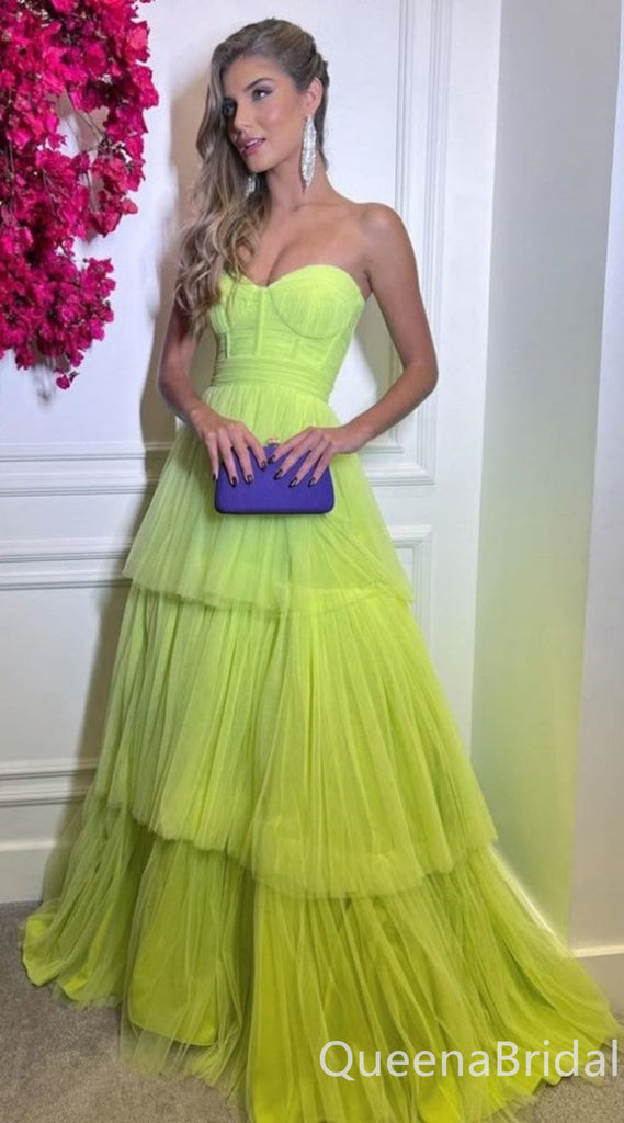 Green Strapless Sweetheart A-line Sheer Corset Bodice Evening Gown Maxi Long Evening Party Prom Dresses ,WGP1194