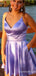 Sexy Simple Purple A-line Spaghetti Straps Short Homecoming Dresses with Pleats,QB0649