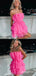 Unique Pink Strapless Layer Graduation Party Short Homecoming Dresses with Ruffles ,QB0715