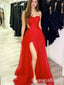 Charming A-line Red Sweetheart High Slit Evening Gown Long Prom Dresses, WGP743