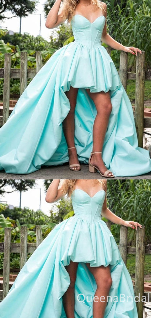 Elegant Sexy High Low Strapless Sweetheart Strapless A-line Evening Gown Long Prom Dresses,WGP719