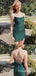 Sexy Simple Green Lace Up Back Spaghetti Straps Mermaid Short Homecoming Dresses Tight,QB0639