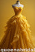 Yellow A-line Sweetheart Strapless Fluffy Evening Gown Maxi Long Evening Party Prom Dresses ,WGP1047