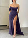 Purple Strapless Mermaid Evening Gown Long Evening Party Prom Dresses with High Slit,WGP1238