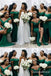 Off Shoulder Green Mermaid Plunging Long Bridesmaid Dresses , BDS0192