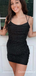 Black Spaghetti Straps Lace Up Back Beaded Tight Graduation Party Short Homecoming Dresses ,QB0736