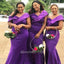 Sexy Purple One Shoulder Appliques Simple Cheap Mermaid Bridesmaid Dresses , BDS0229