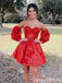 Red Strapless Appliques Sweetheart A-line Graduation Party Short Homecoming Dresses, QB0775