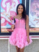 Elegant Pink Spaghetti Straps Tulle Pleats Simple Cheap A-Line Short Homecoming Dresses, QB0521