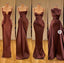 Mismached Brown Simple Cheap Mermaid Long Bridesmaid Dresses, BDS0201