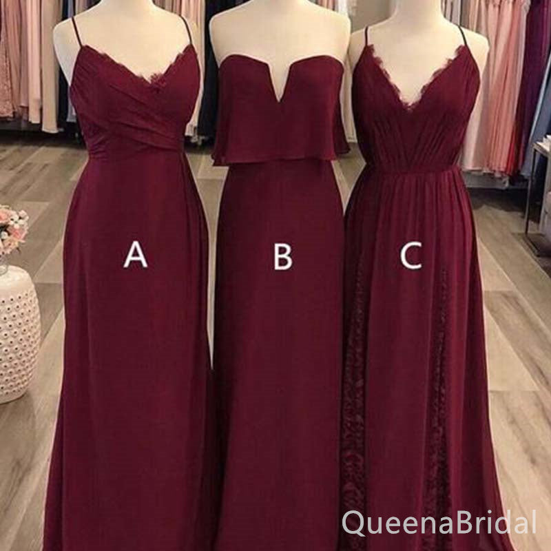 Mismatched Elegant Sleeveless Sheath Long Bridesmaid Dresses , BDS0165