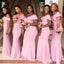 Elegant Pink Off Shoulder Mermaid Long Cheap Bridesmaid Dresses,BDS0171