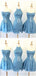 Mismatched Blue Elegant Lace Appliques Graduation Party Homecoming Dresses,QB0668