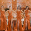 Mismatched Burnt Orange Mermaid Side Slit Maxi Long Bridesmaid Dresses, BDS0134