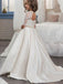 Elegant Beading A-line Half Sleeve Lace Appliques Floor Length Flower Girl Dresses, FGS0054