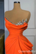 Strapless Orange Beaded Mermaid Evening Gown Maxi Long Evening Party Prom Dresses ,WGP1198