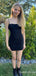 Black Mermaid Spaghetti Straps Graduation Party Short Homecoming Dresses,QB0750