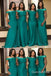 Green Sparkle Off Shoulder Mermaid Plunging Long Bridesmaid Dresses , BDS0194