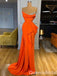 Strapless Orange Beaded Mermaid Evening Gown Maxi Long Evening Party Prom Dresses ,WGP1198