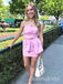 Elegant Pink Sheath Satin Strapless Cheap Simple Short Homecoming Dresses,QB0424